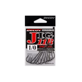   Decoy Jig11B Strong Wire Black #3/0 Füles Szakállas Egyágú Jig Horog 7db
