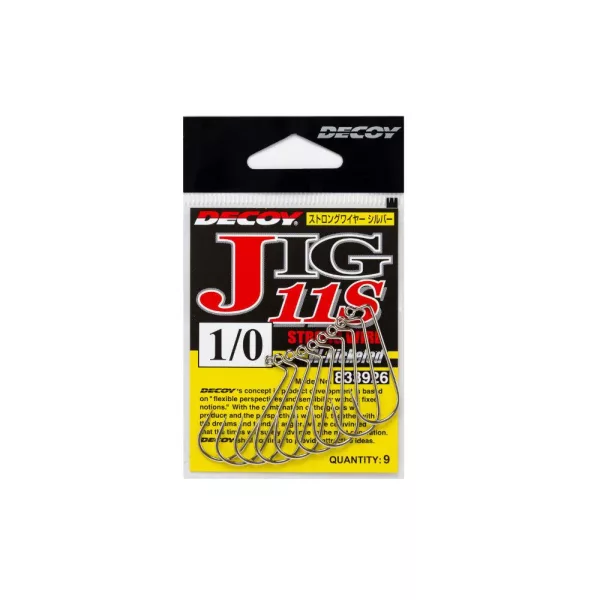 Decoy Jig11S Strong Wire Silver #2 Füles Szakállas Egyágú Jig Horog 9db