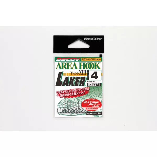 Decoy Area Type XIII Laker #10 Barbless Füles Szakáll Nélküli Egyágú Ragadozóhalas Horog 10db