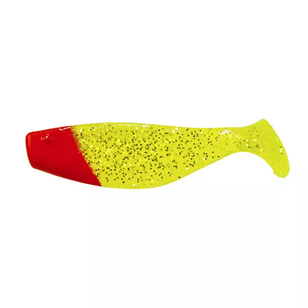 Manns Shad MFCHRH-Sárga, Glitteres Pirosfejű 6cm Gumihal 4db