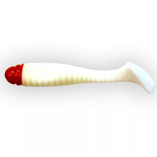 Manns Swimmin Grub WRH- Fehér Piros Fejű 11cm Plasztik Csali 4db