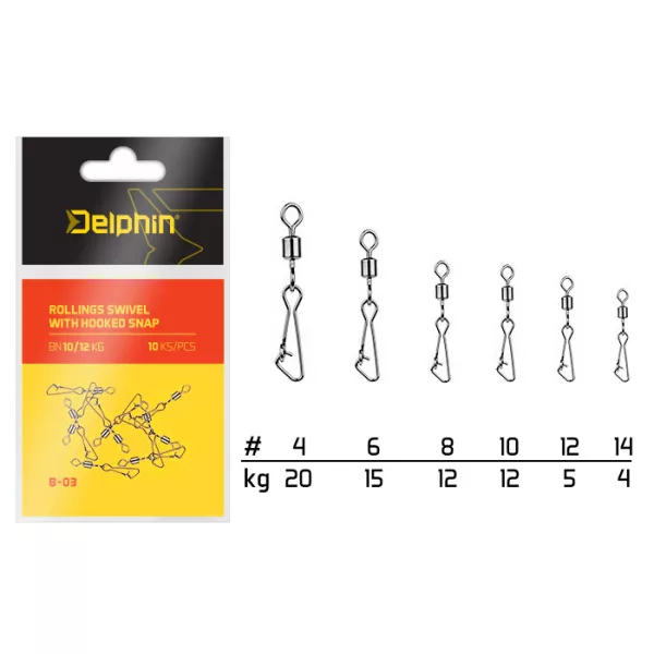 Delphin Vrtljivi vrtljavec z vponko Hooked BN/6