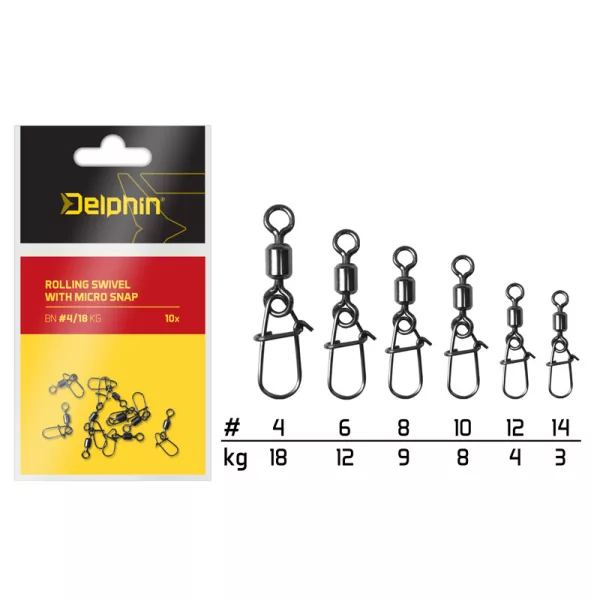Delphin Vrtljivi vrtljavec z mikro vponko / 10db 10/8kg