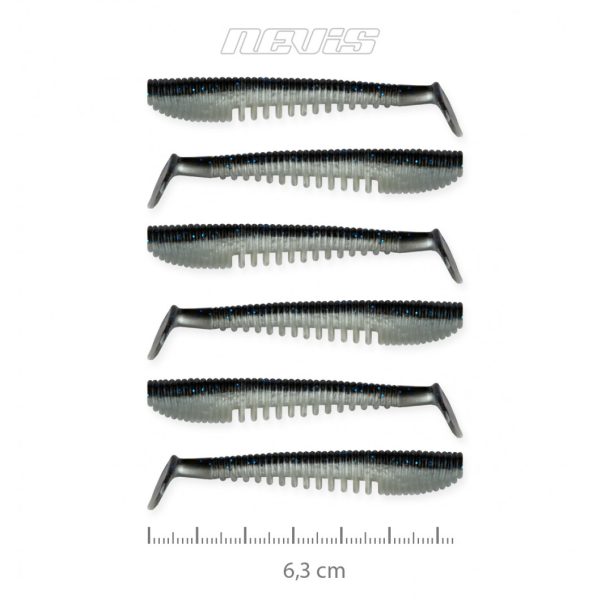 Nevis Impulse Shad 6,3cm 1,77gr 6kos/pak Črno-srebrna Plastična vaba