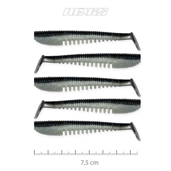 Nevis Impulse Shad 7,5cm 3,05gr 5kos/pak Črno-srebrna Plastična vaba