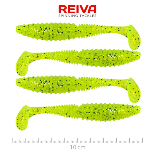 Reiva Zander Power Shad 10cm 7,05gr 4db/cs (Fluo Zeleni bleščice II.)