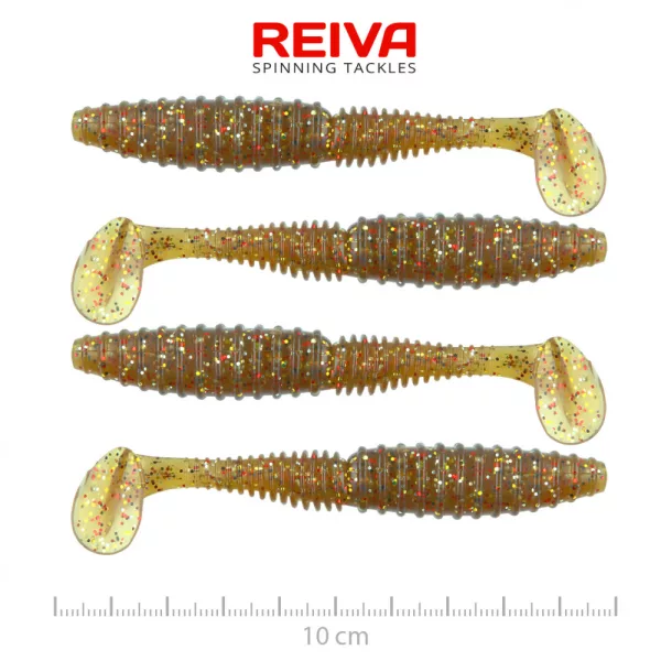 Reiva Zander Power Shad 10cm 7,05gr 4db/cs (Rjavi bleščice) Plastična vaba