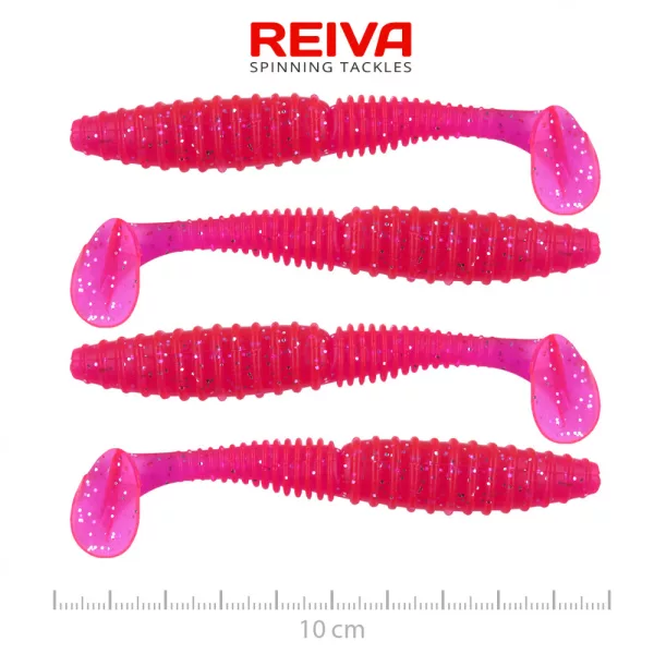 Reiva Zander Power Shad 10cm 7,05gr 4db/cs (Rožnati bleščice) Plastična vaba