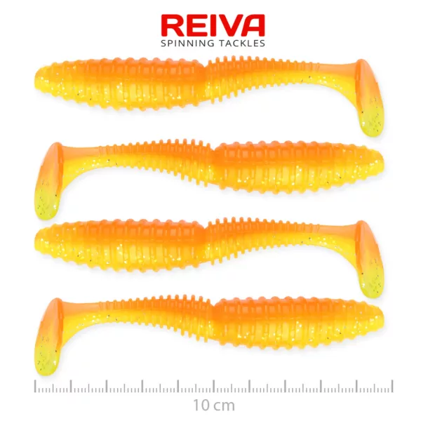 Reiva Zander Power Shad Shiny Orange 10cm Plastična vaba 4 kosi