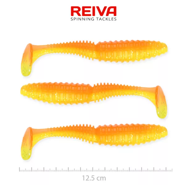 Reiva Zander Power Shad Shiny Orange 12,5cm Plastična Vaba 3 kosi