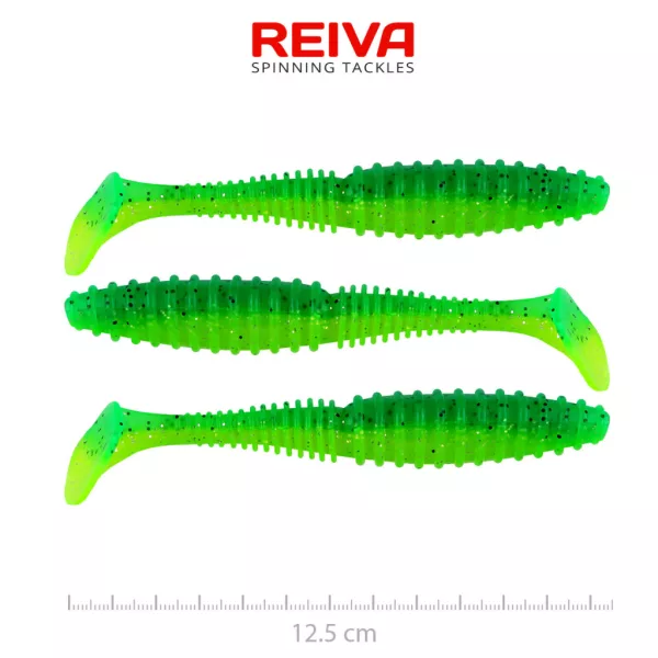 Reiva Zander Power Shad Poison Green 12,5cm Plastična vaba 3 kosi