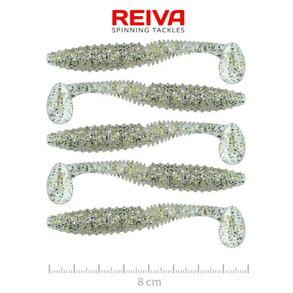 Reiva Zander Power Shad 8cm 3,18gr 5db/cs (Srebrni bleščice) Plastična vaba