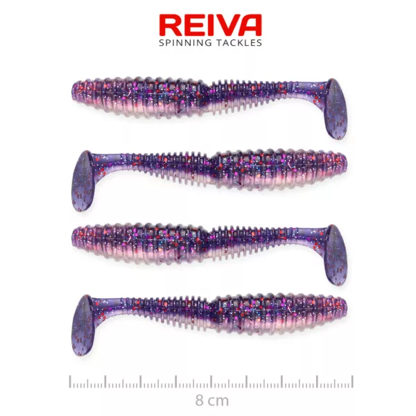 Reiva Zander Power Shad Purple Pearl 8cm Plastična Vaba 4 kosi