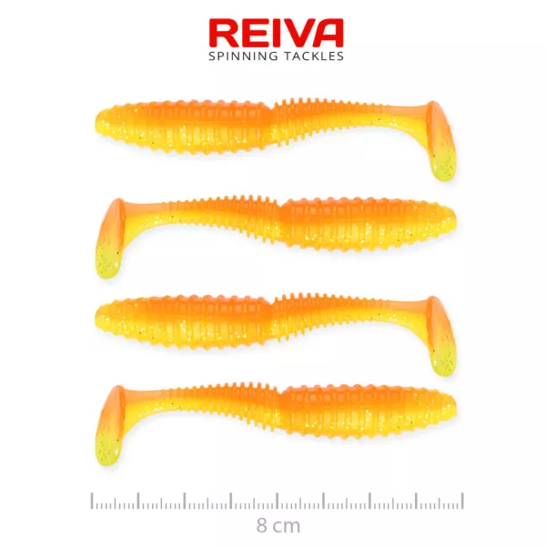 Reiva Zander Power Shad Shiny Orange 8cm Plastična Vaba 4 kosi