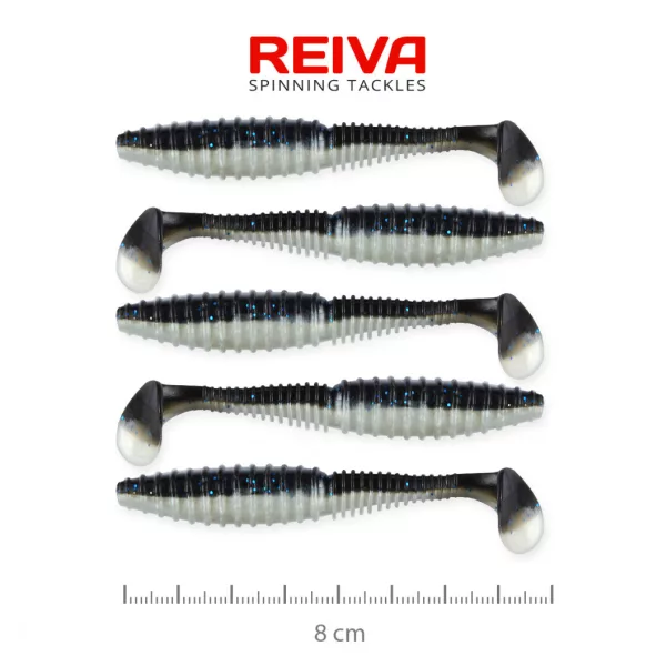 Reiva Zander Power Shad 8cm 3,18gr 5db/cs (Črno Srebrna) Plastična vaba