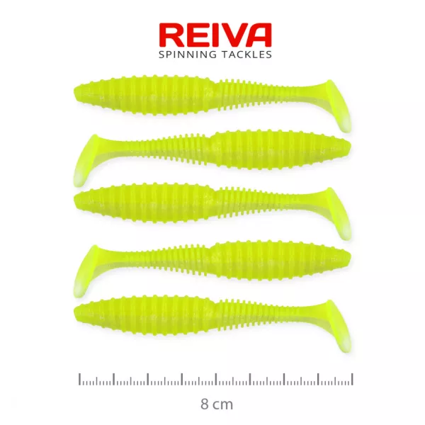 Reiva Zander Power Shad 8cm 3,18gr 5db/cs (Fluo Zelena) Plastična vaba