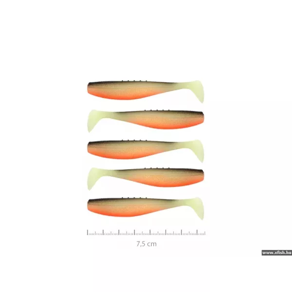 Reiva Flat Minnow Shad 10cm 4kos/pak (Črno-Bela-Oranžna) gumijasta vaba