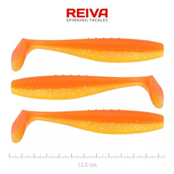 Reiva Flat Minnow Shad 12,5cm Shiny Orange Plastična Vaba 3 kosi