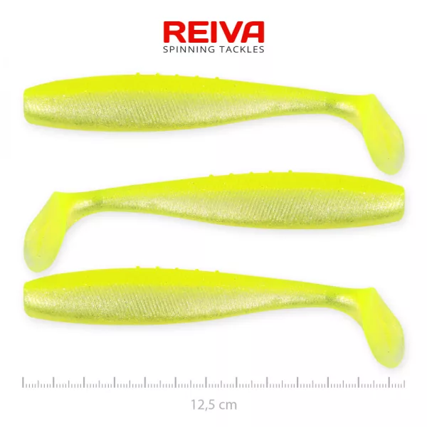Reiva Flat Minnow shad 12,5cm 3kos/pak (Rumeno-Srebrna) Plastična vaba
