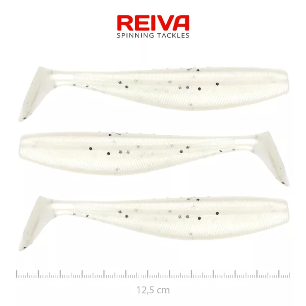 Reiva Flat Minnow Shad 12,5cm Pearl Dot Plastična Vaba 3 kosi