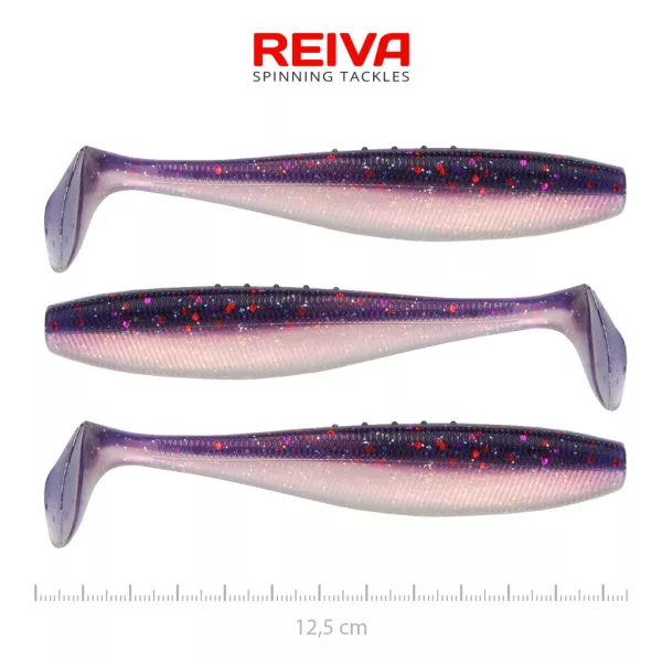 Reiva Flat Minnow Shad 12,5cm Purple Pearl Plastična Vaba 3 kosi