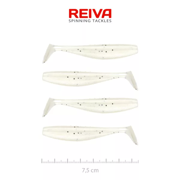 Reiva Flat Minnow Shad 7,5cm Pearl Dot Plastična Vaba 4 kosi