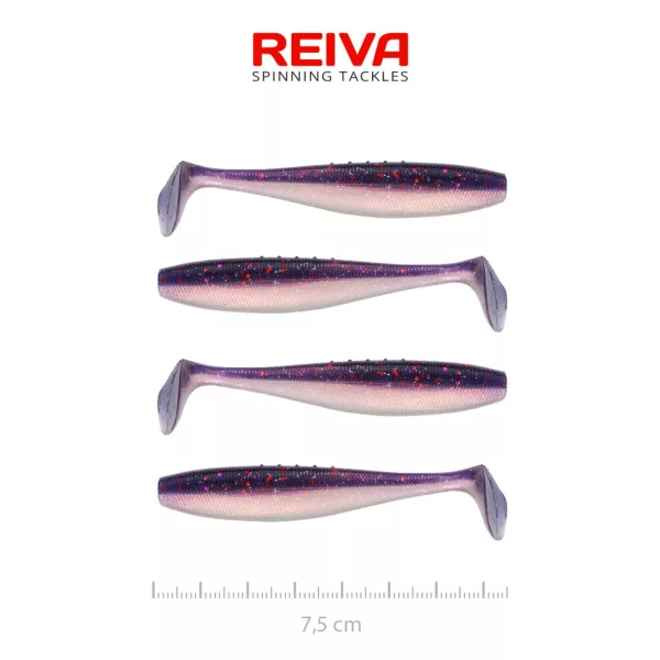Reiva Flat Minnow Shad 7,5cm Purple Pearl Plastična Vaba 4 kosi