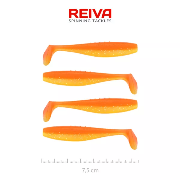 Reiva Flat Minnow Shad 7,5cm Shiny Orange Plastična Vaba 4 kosi