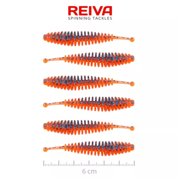 Reiva Tiny Worm Orange Disco 6cm Plastična Vaba 6 kosi