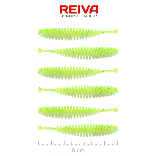 Reiva Tiny Worm Flash Chartreuse 6cm Plastična Vaba 6 kosi