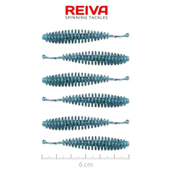 Reiva Tiny Worm Blue Shiner 6cm Plastična Vaba 6 kosi