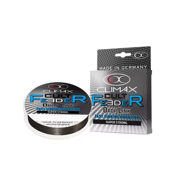 Climax Cult Feeder Fast Sinking Braid Droplink 10m 0,12mm 5,0kg Dark Grey Fonott Előkezsinór