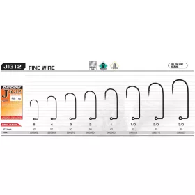   Decoy Pro Pack Jig12 Fine Wire #4 Füles Szakállas Egyágú Jig Horog 50db