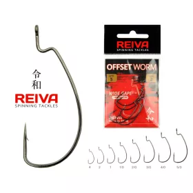   Reiva Offset Worm Črna 3/0 5 kos/paket Z ušesom Z bodico Kljuka za plenilsko ribo
