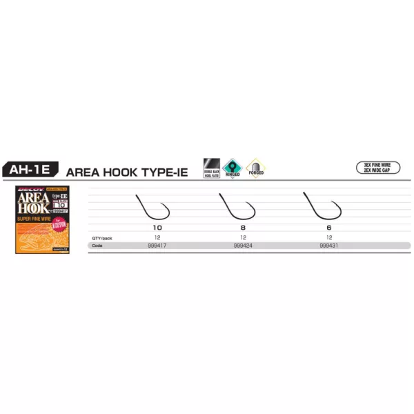 Decoy Area Type AH-1E #10 Füles Szakállas Egyágú Ragadozóhalas Horog 12db