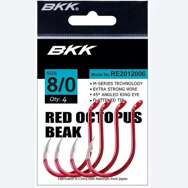 BKK RED OCTOPUS BEAK KAVELJ ZA SOMARJENJE 6/0# 5 DB/CSOMAG - Kavelj za somarjenje - Kavelj z bodico, Kavelj z ušesom