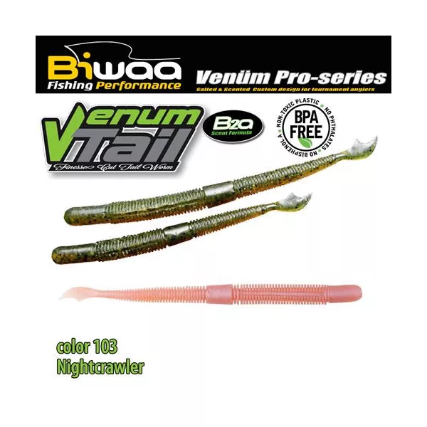 Biwaa Venum Tail 10cm 103 Nightcrawler Gumi Műcsali 10db