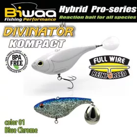   Biwaa Divinator Kompact 90 9cm 55gr 01 Blue Chrome Spinnertail 1db