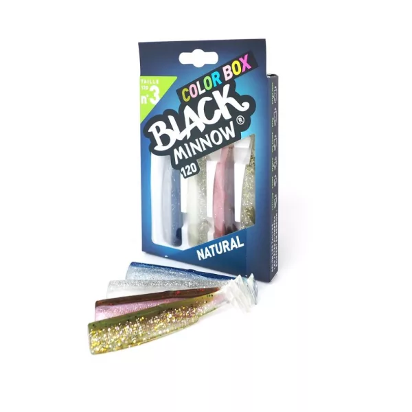 FIIISH 4 kosi 120 mm Black Minnow telo v naravnih barvah: Kaki - Khaki Glitter - Roza - Črna Plastična vaba