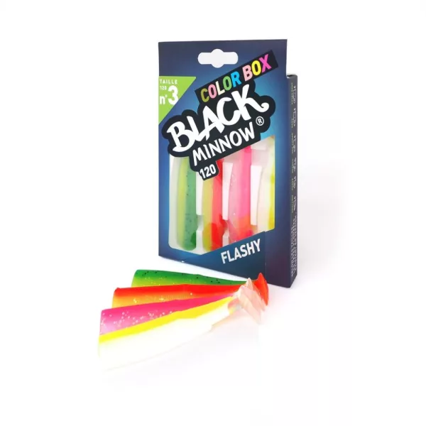 FIIISH 4 kosi 120 mm Black Minnow telo v živahnih barvah: Zelena/Oranžna - Oranžna/Rumena - Fluo Roza - F Plastična vaba