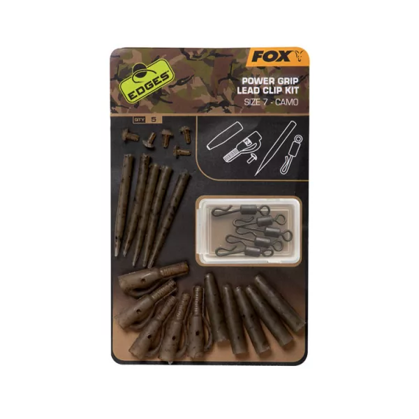 Fox EDGES™ Camo Power Grip Lead Clip Kit Št. 7 Velikost 7 x5 Hitra sponka