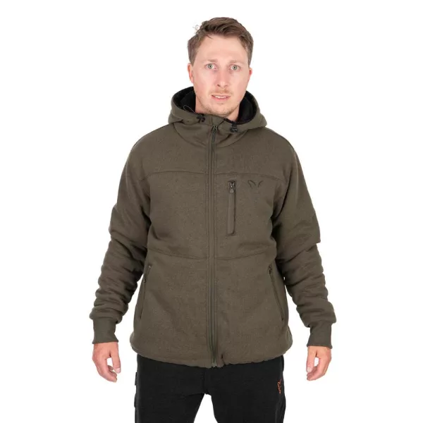 Fox Collection Sherpa Hoody Zeleno-črna Termo Jakna L