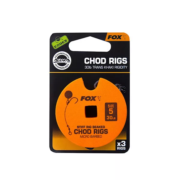 Fox 30lb, Size 5 Standard Chod Rig Barbed Predvezana kljuka