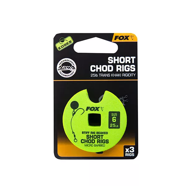Fox 25lb, size 6 Short Chod Rig Barbed Predvezana kljuka