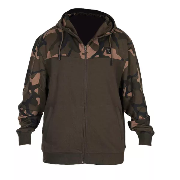 Fox LW Khaki-Camo Split Zip Hoody pulover s kapuco na zadrgo S