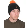 Fox Collection Bobble Hat Črno-Oranžna Kapa z Cofom