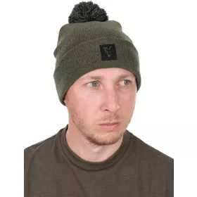 Fox Collection Bobble Hat Zeleno-Črna Kapa z Cofom