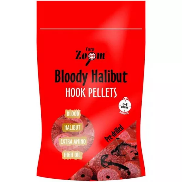 Carp Zoom CZ Trsni peleti iz halibuta z okusom jagode, vrtani, 8 mm, jagoda, ribji, 150 g