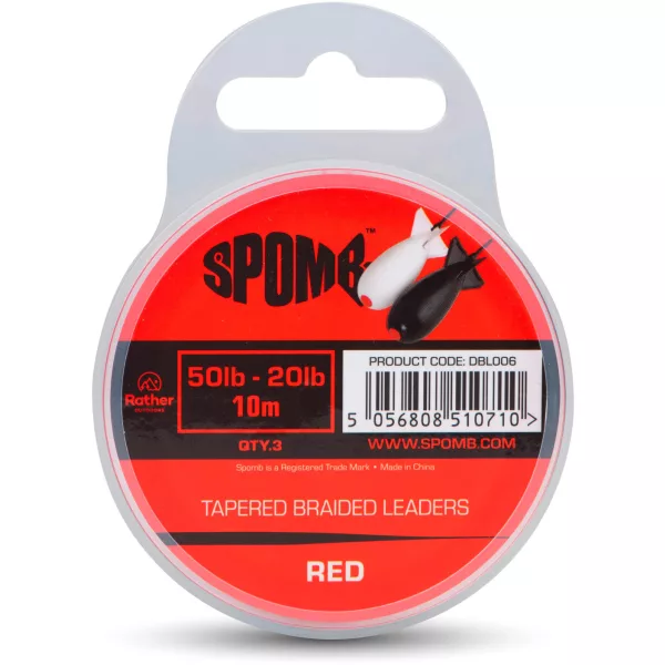Spomb Tapered Braided Leaders Rdeči pleteni zoženi 0,38mm-0,20mm predvrvica 3db