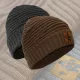 Vass-Tex Fleece Lined Ribbed Beanie Barna Sapka Velúr Logóval